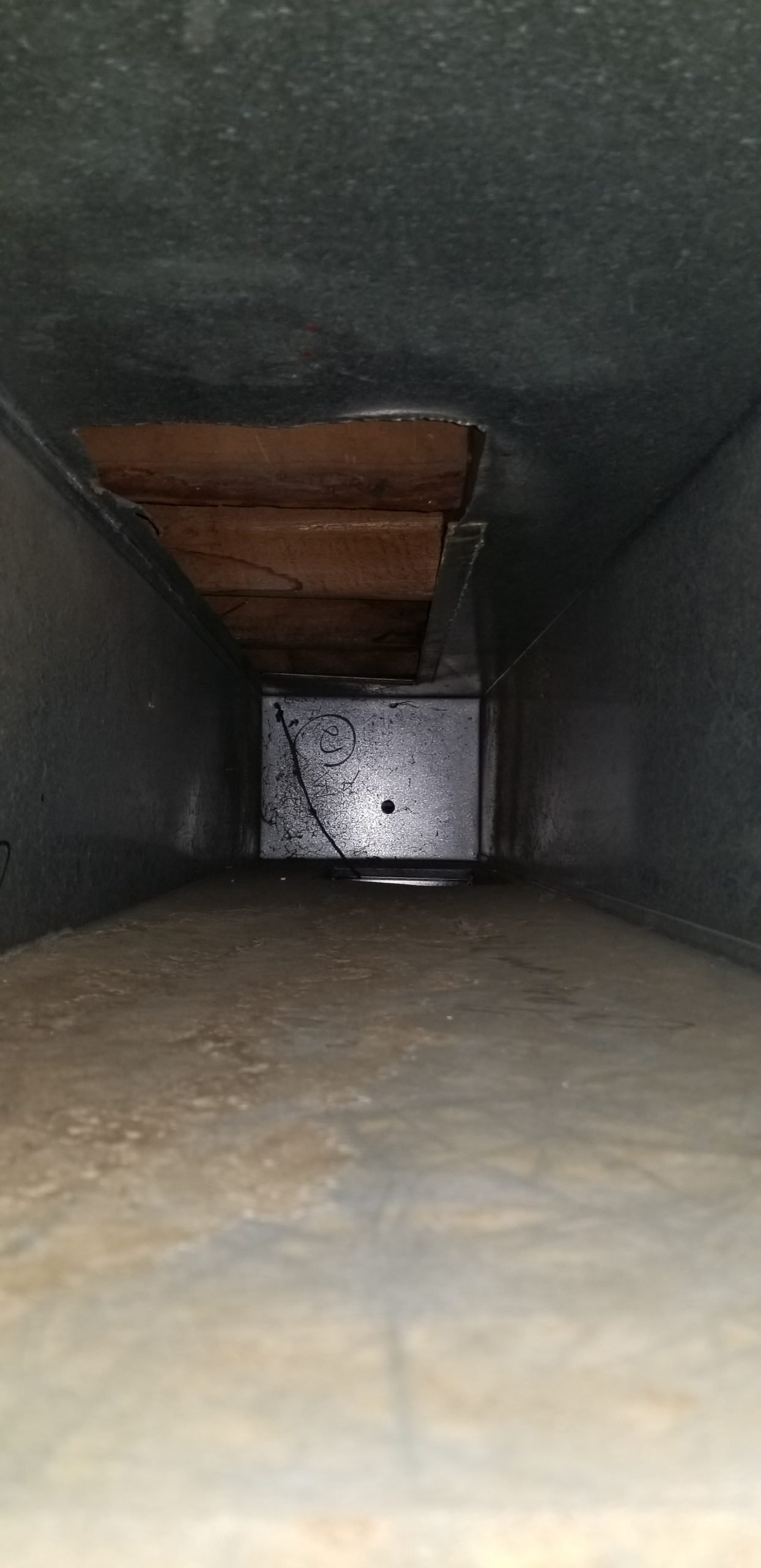 Air duct after professional cleaning