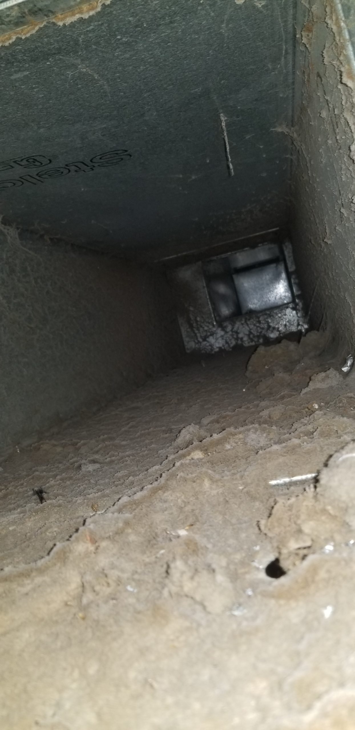 Air Duct Cleaning Brampton 2 Duct interior before cleaning in Brampton, heavy dust buildup