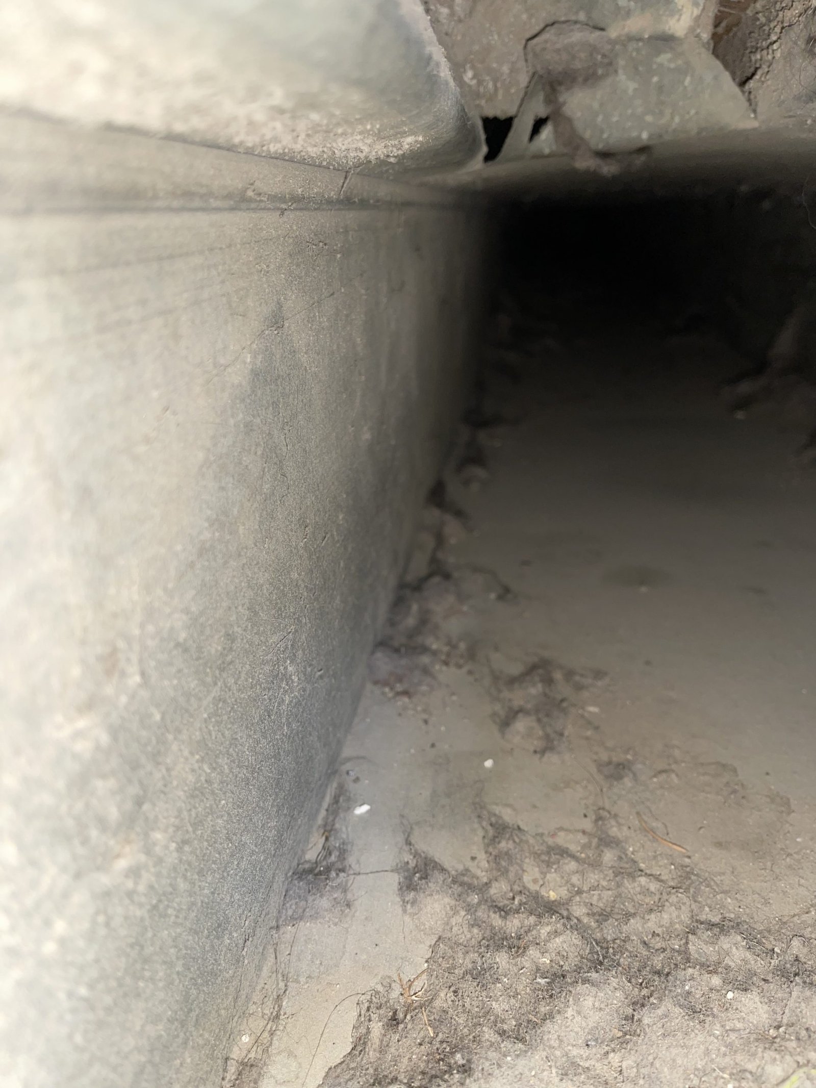 Duct interior before cleaning in a Richmond Hill home, visible debris